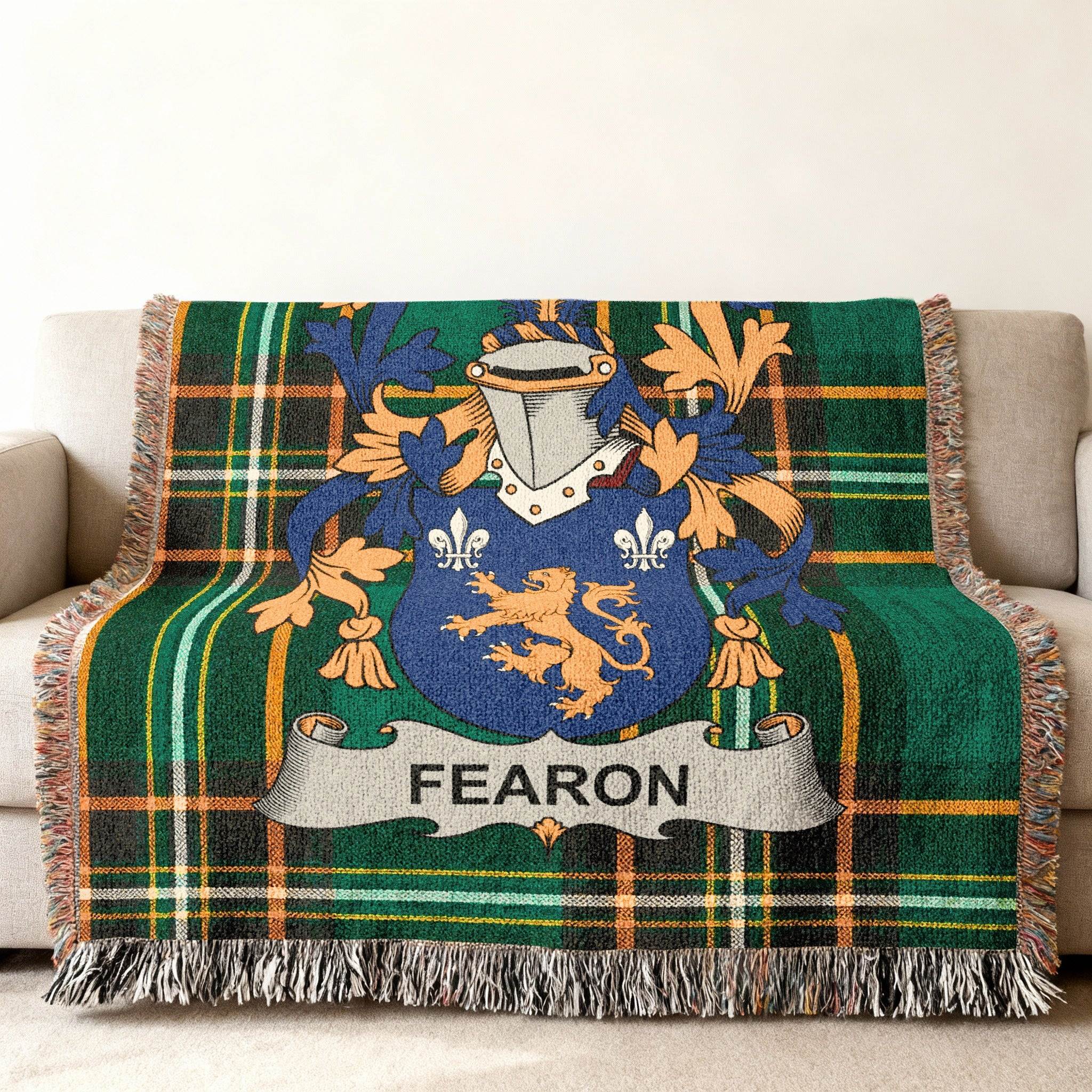 Fearon Family Crest Tartan Plaid Throw Blanket product type