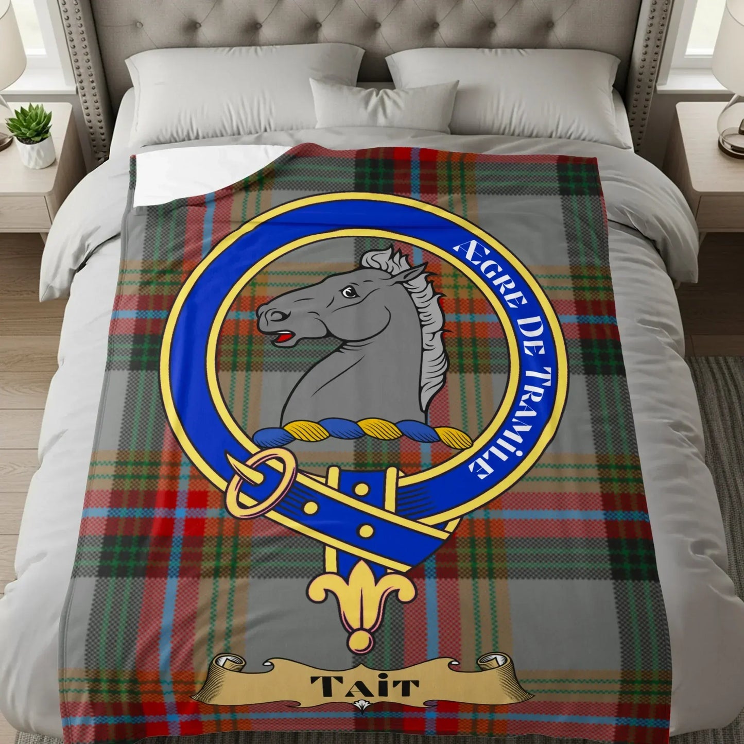Scottish Clan Crest Tartan Blanket for Cozy Home product