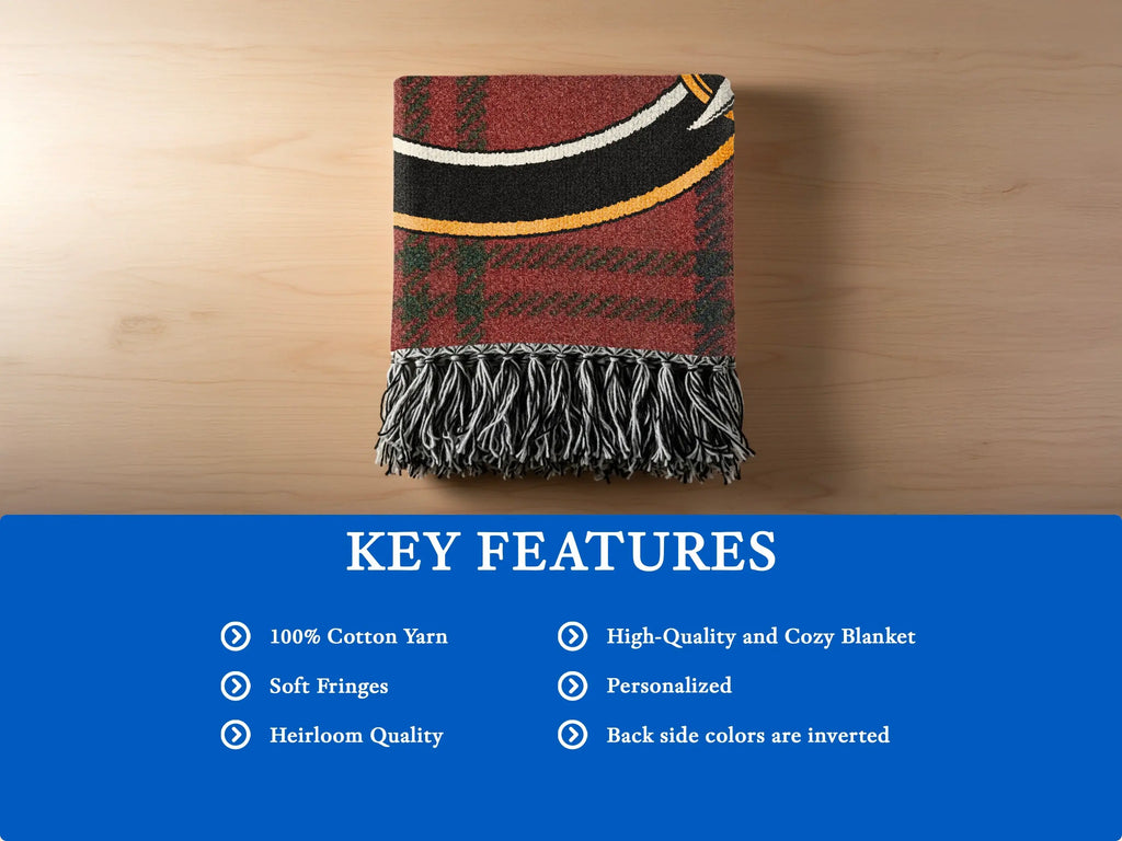 Clan Robertson heritage blanket — woven fringe finish, heirloom quality