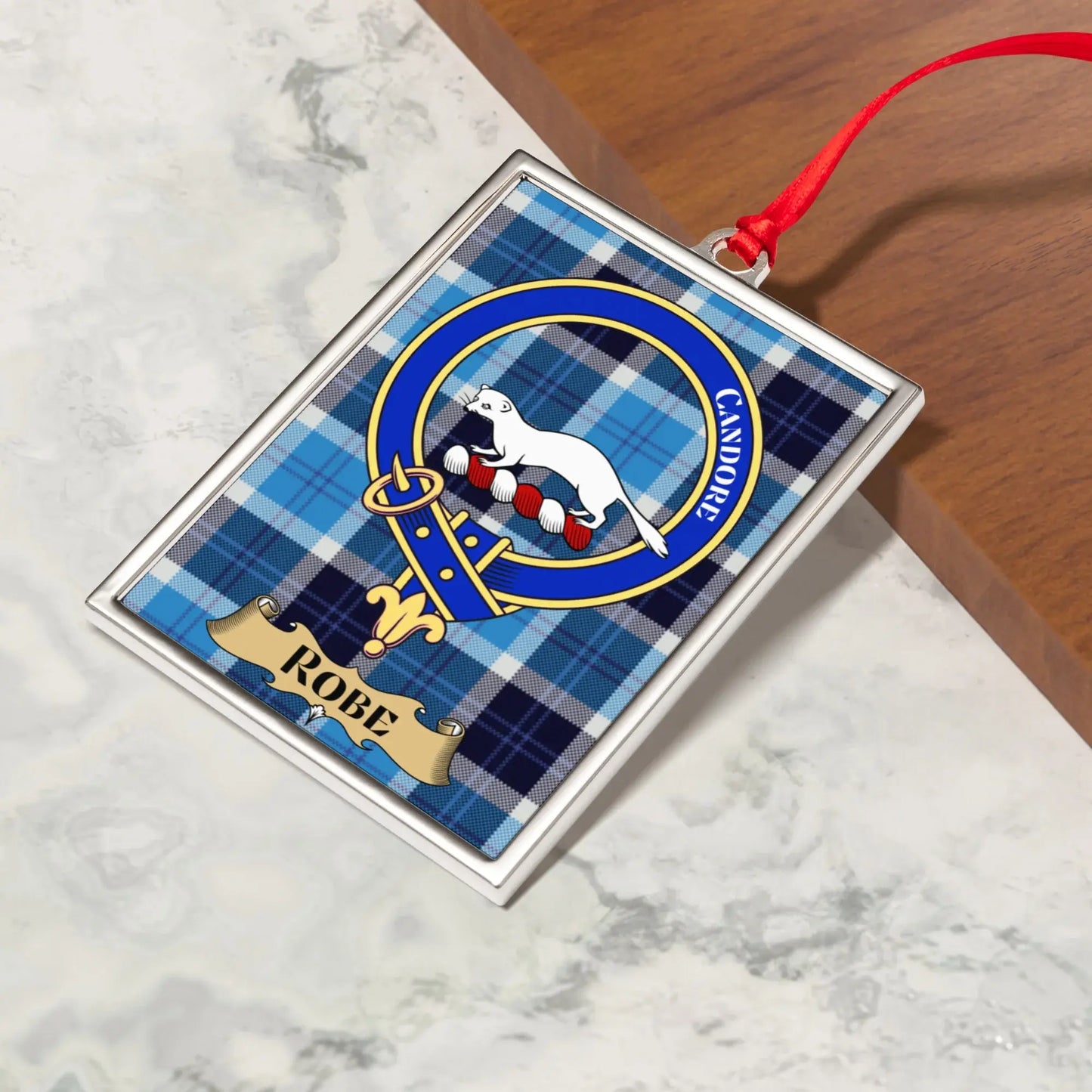 Clan Robertson Plaid Crest Badge Holiday Ornament product
