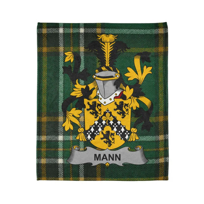 Mann Coat of Arms Family Heritage Tartan Blanket product type