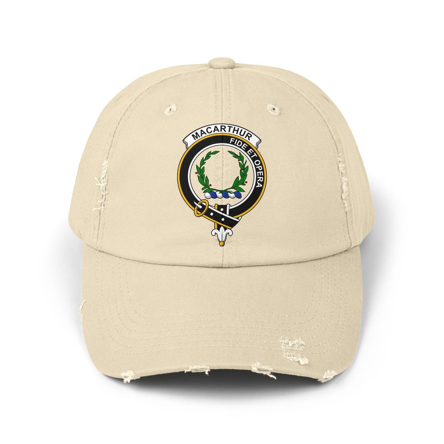 Macarthur Fide Et Opera Distressed Baseball Cap - Celtic Ancestry Gifts