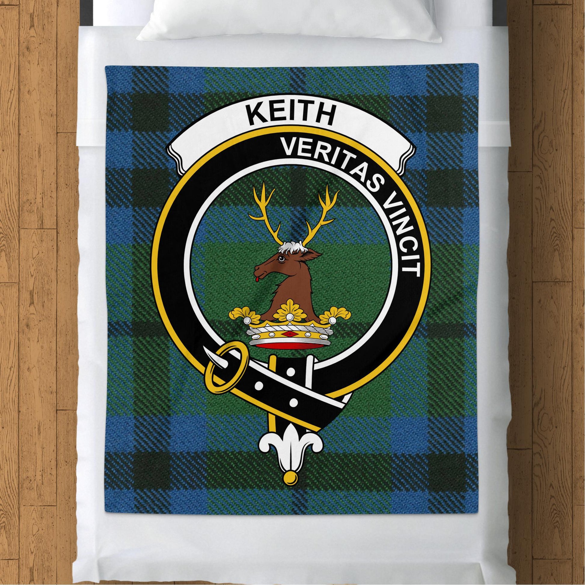 Scottish Clan Keith Crest Tartan Blanket - Living Stone Gifts