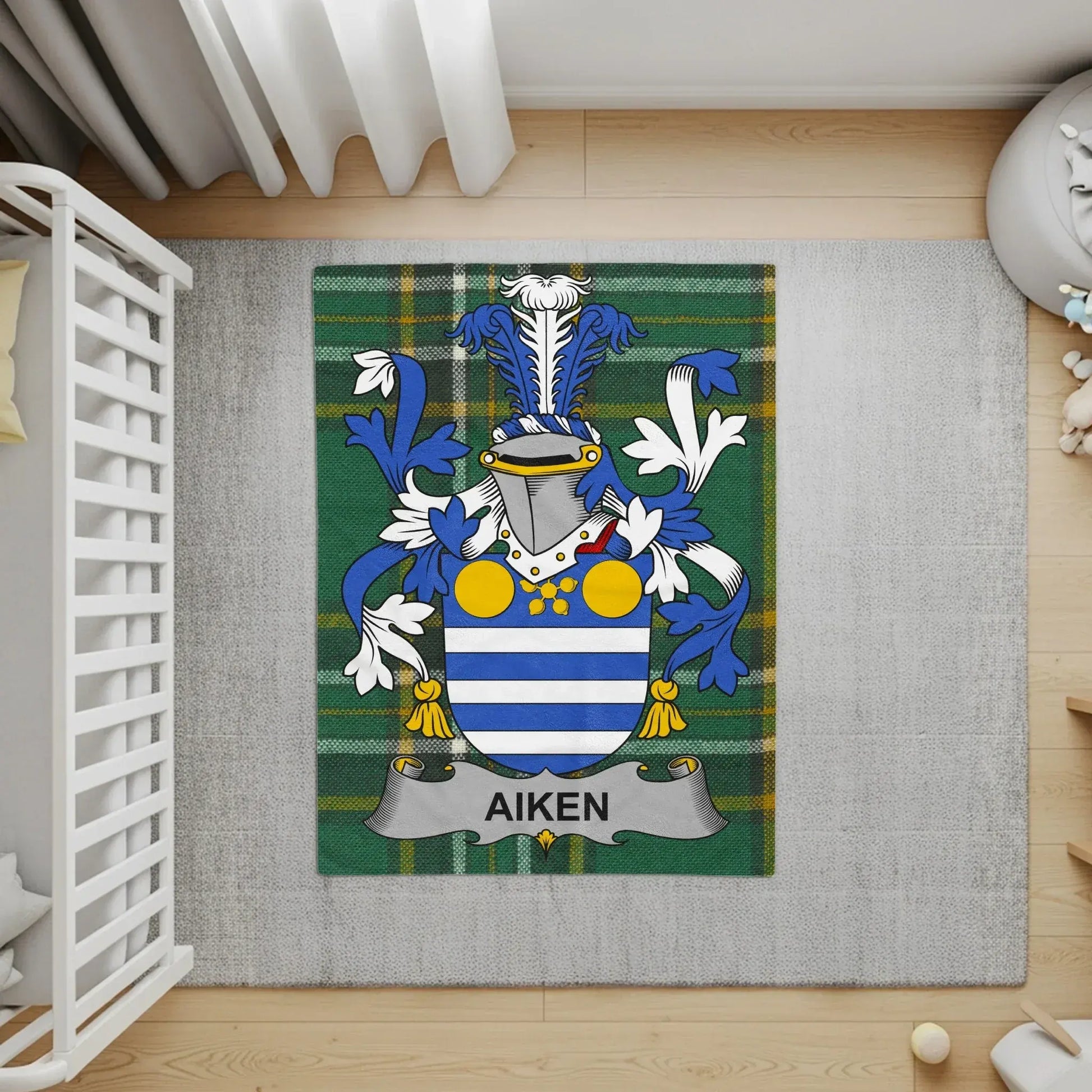 Green and Blue Family Crest Themed Nursery Rug product