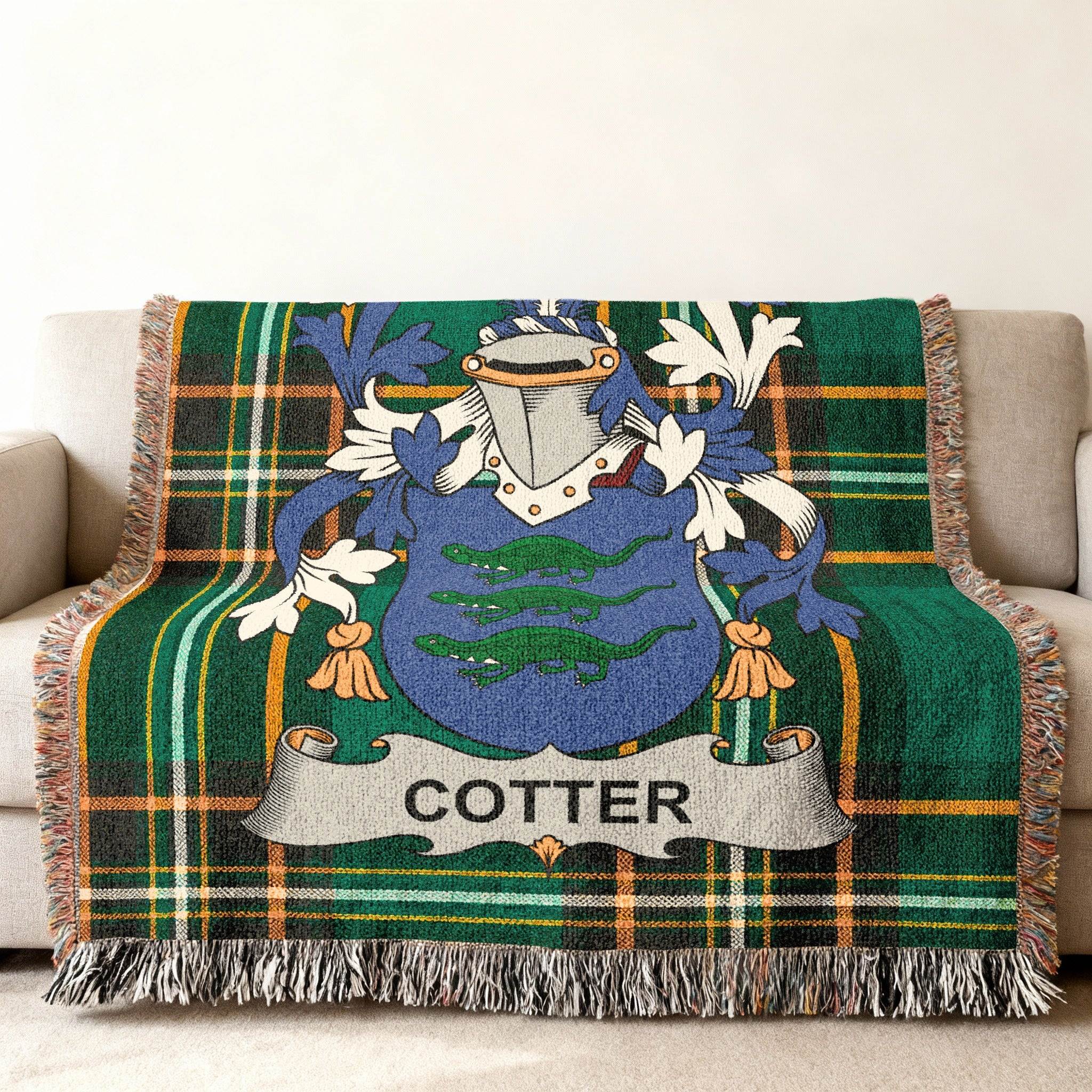 COTTER Family Crest Tartan Green Throw product type