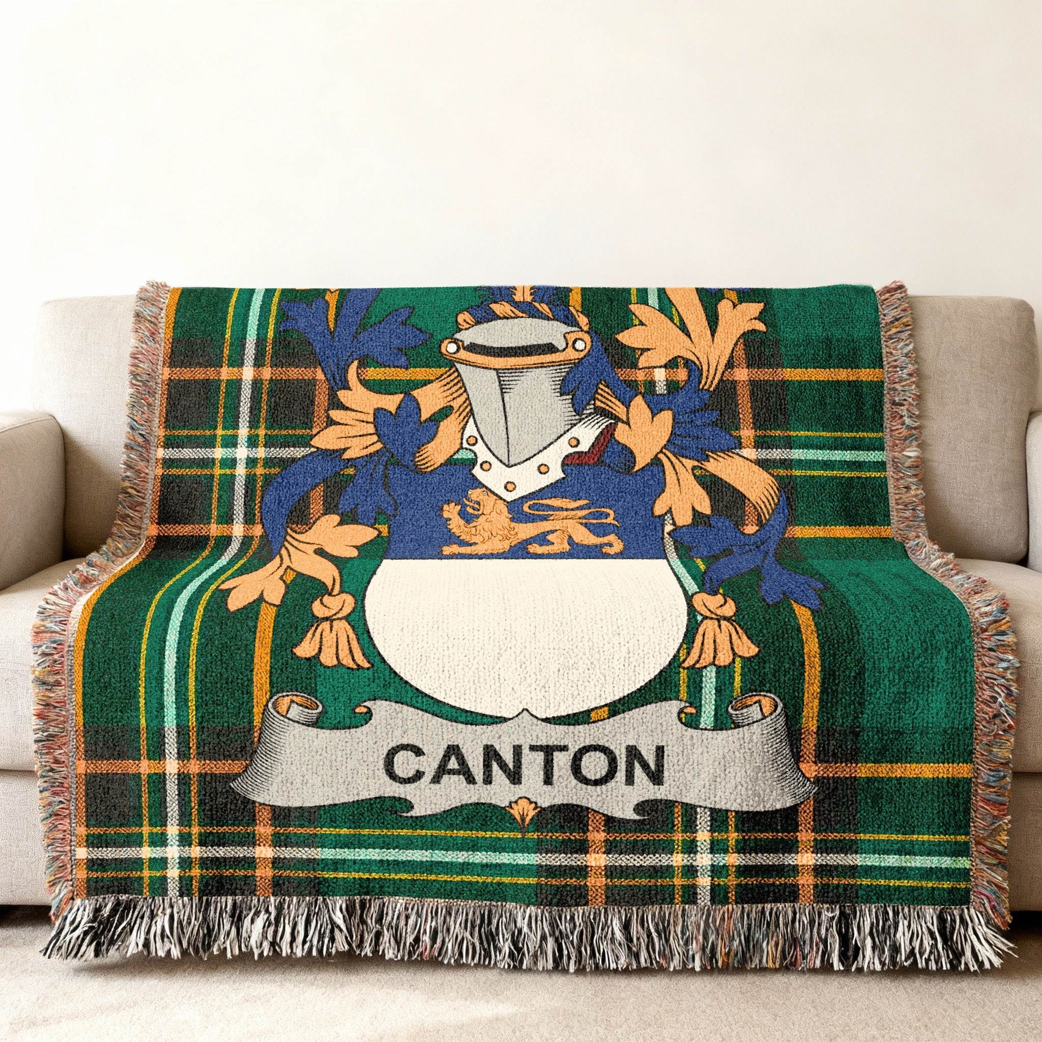 Canton Family Crest Green Plaid Fringed Throw product type