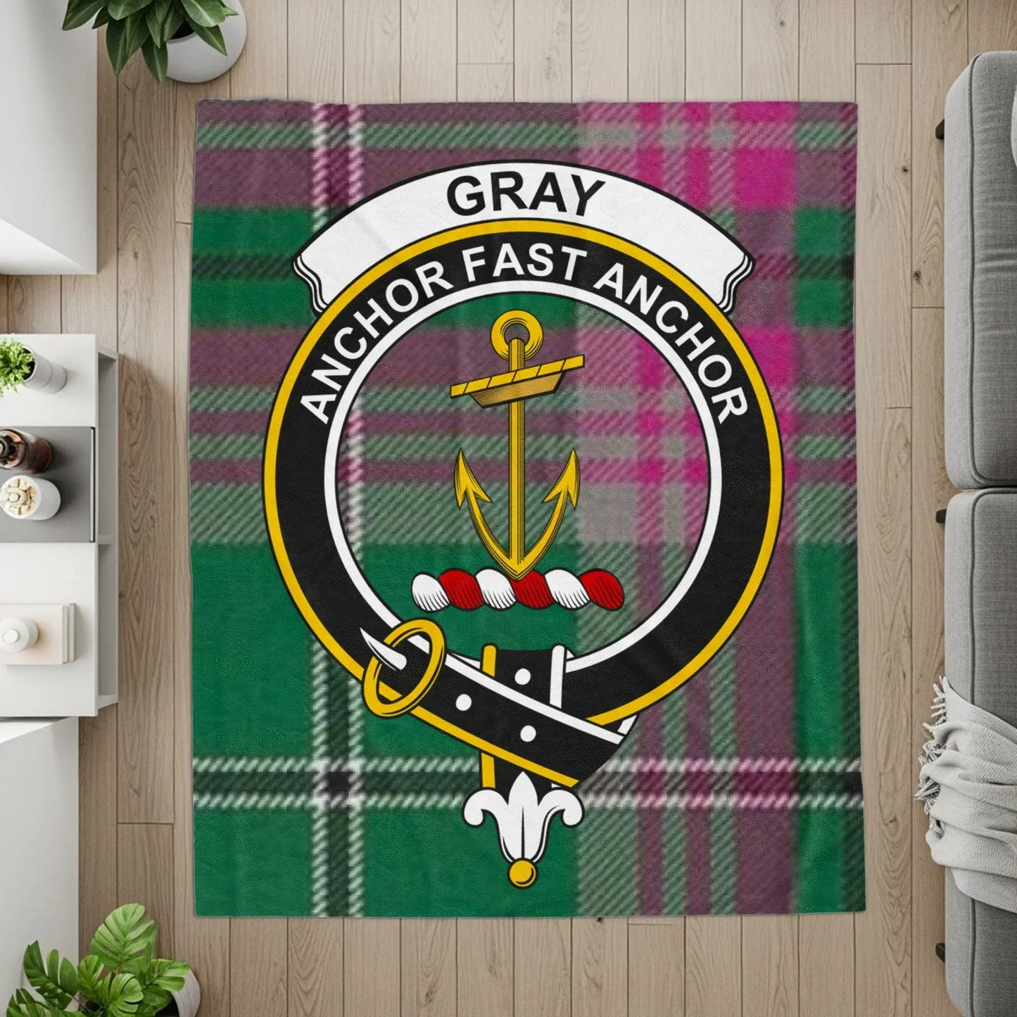 Gray Anchor Fast Anchor Plaid Design Rug product type