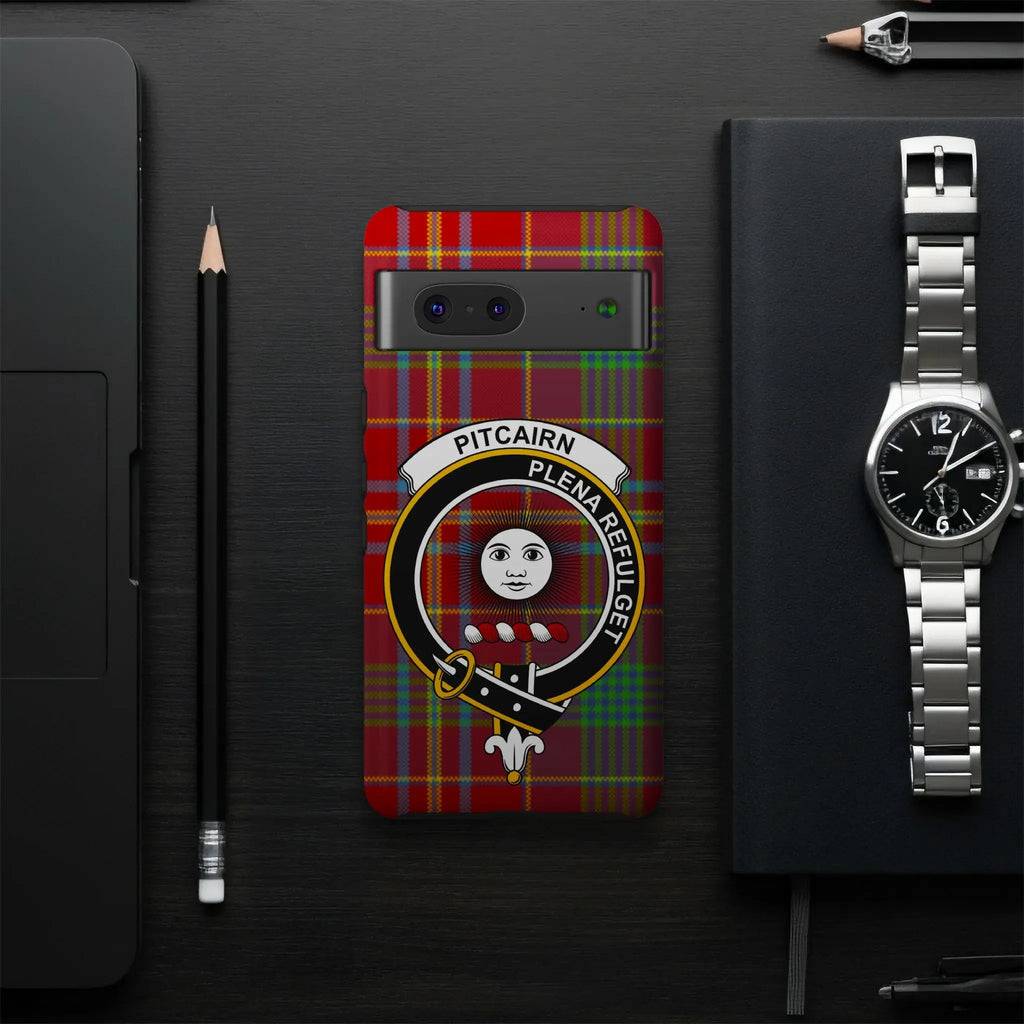 Pitcairn plaid clan crest phone case — impact-resistant glossy wrap, precise port cutouts