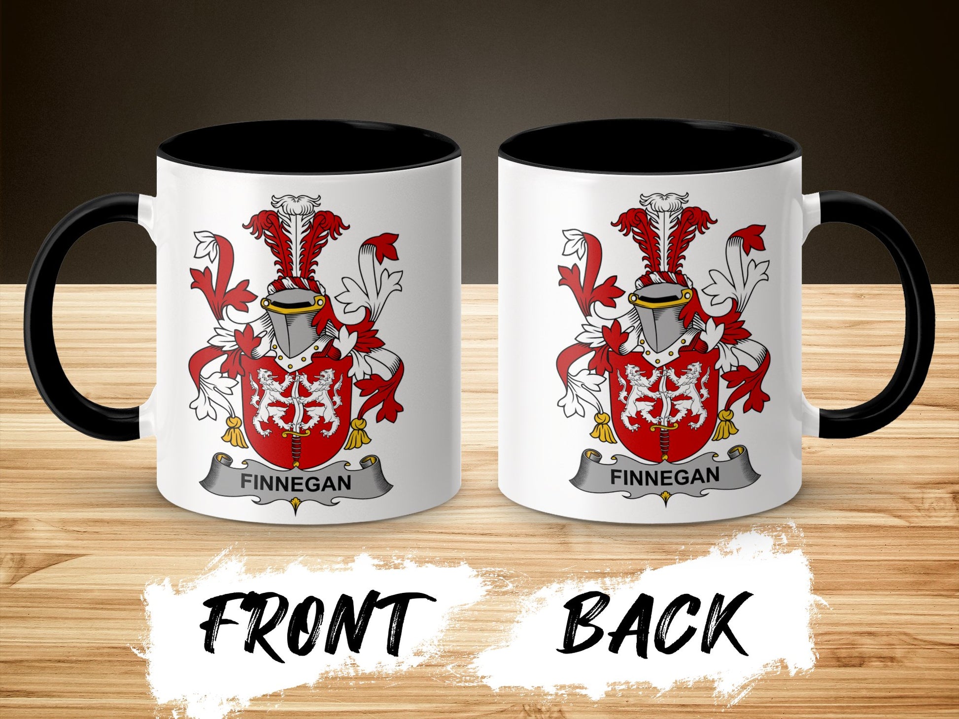 Finnegan Surname Irish Coat of Arms Heraldry Mug - Living Stone Gifts