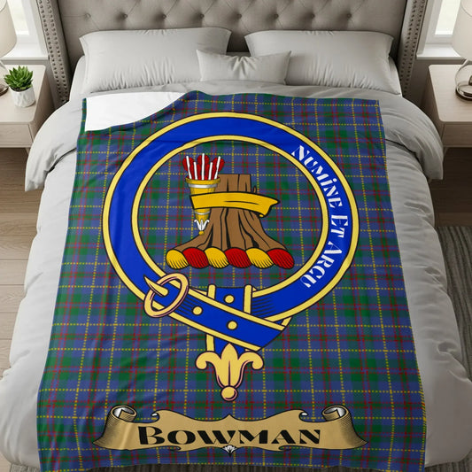Cozy Scottish Clan Tartan Crest Bowman Blanket product