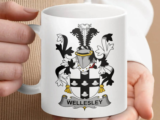 Wellesley Family Crest Heraldic Emblem Coffee Mug - Celtic Ancestry Gifts