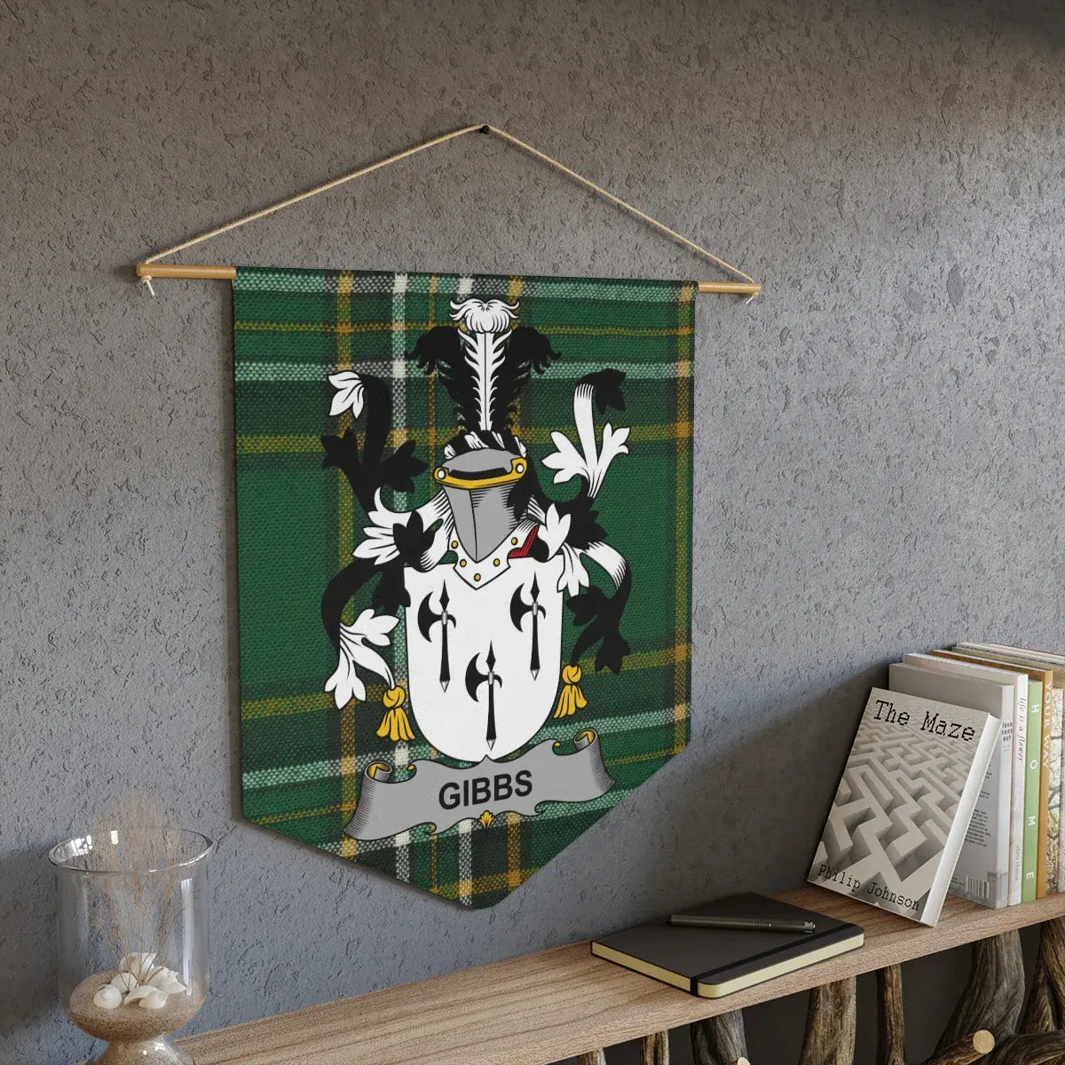 Gibbs Family Crest Green Plaid Wall Hanging product type