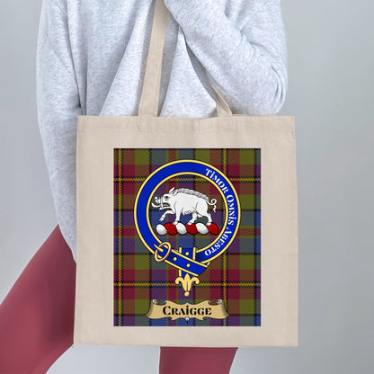 Craigge Scottish Clan Crest Tartan Tote Bag - Living Stone Gifts