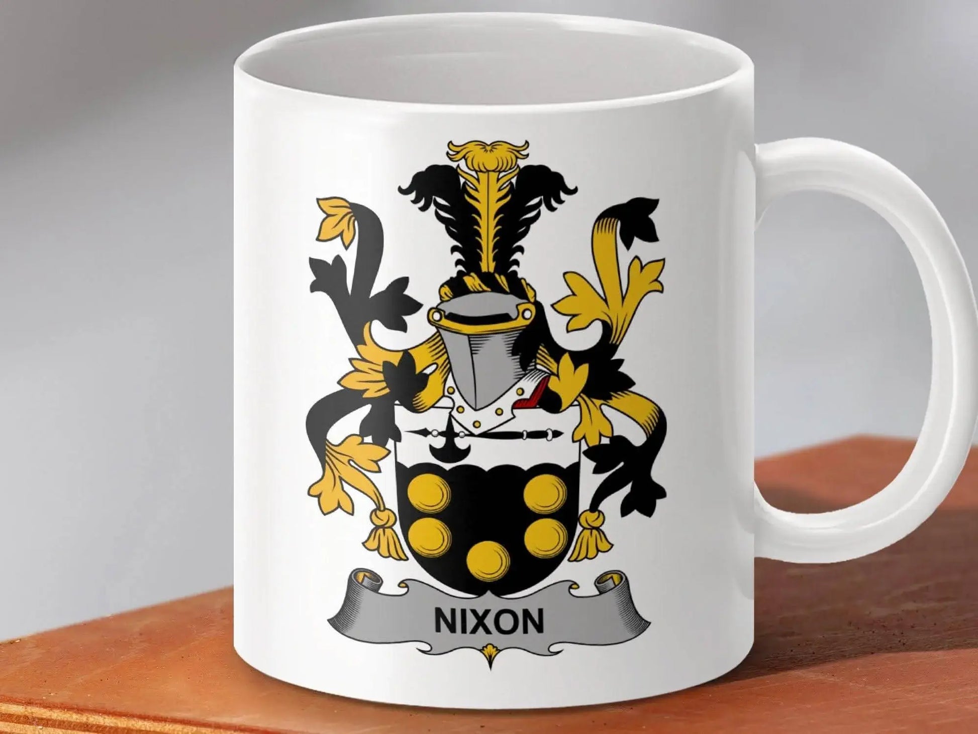 Nixon Family Crest Shield Emblem Design Mug - Celtic Ancestry Gifts