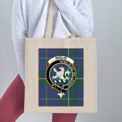 Clan Inglis Scottish Crest Tartan Tote Bag - Living Stone Gifts