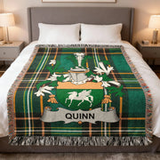 Quinn Irish Heritage Woven Blanket | O'Quinn Family Crest Tartan Throw