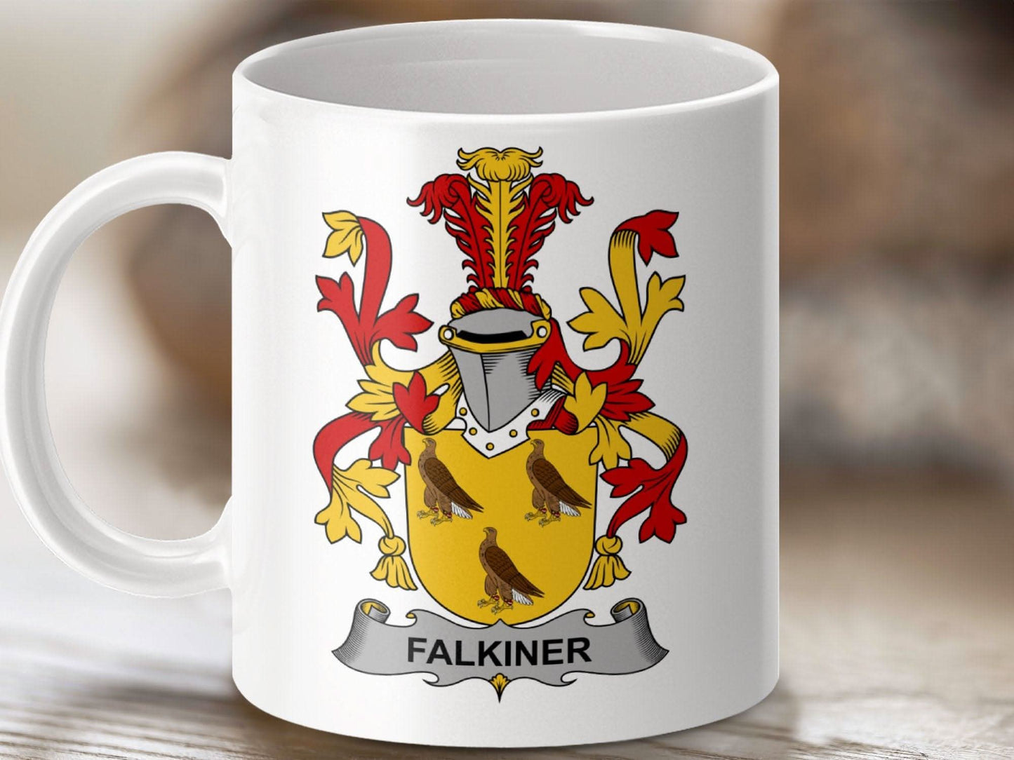 Falkiner Surname Irish Family Crest Mug - Celtic Ancestry Gifts