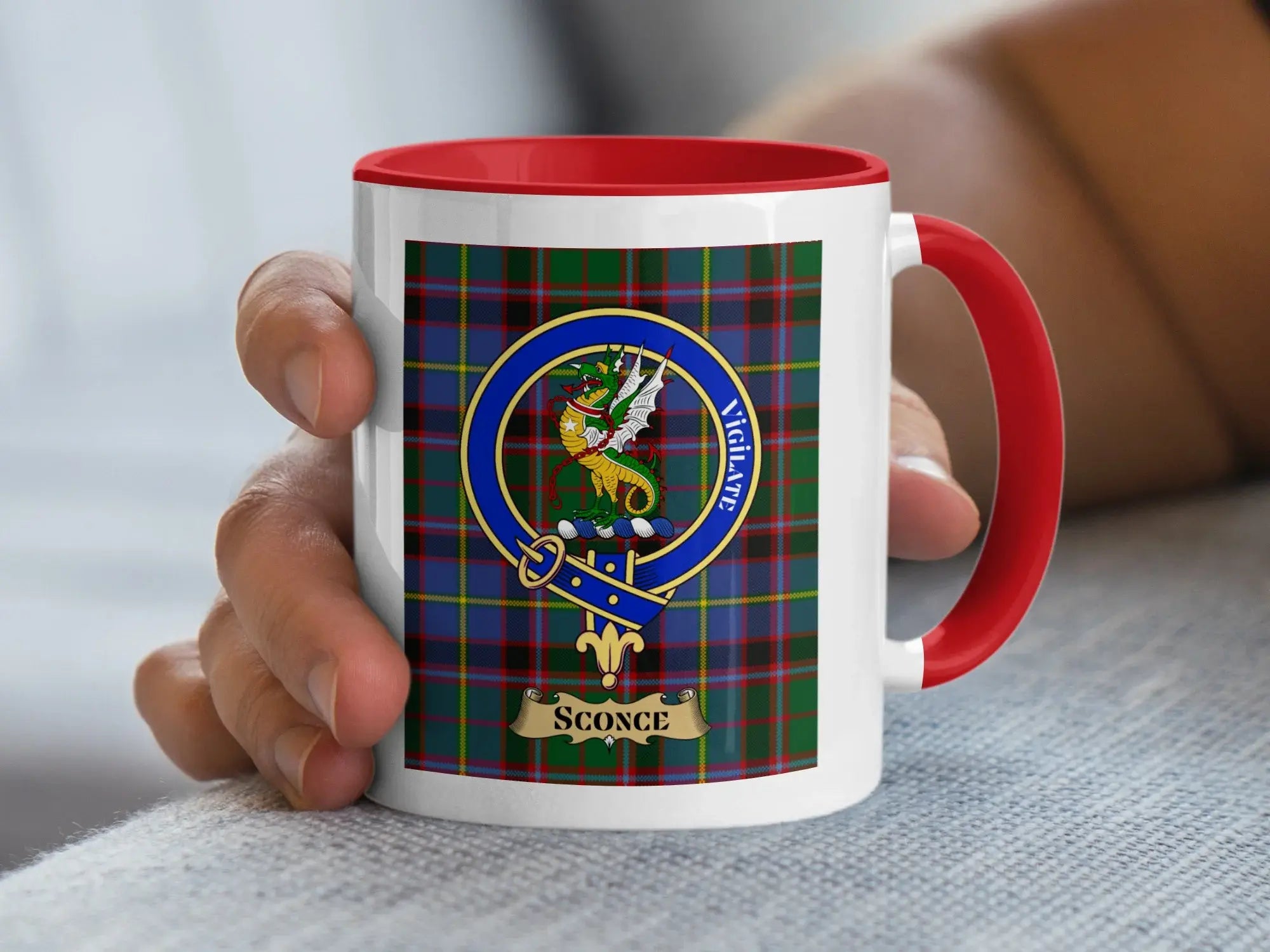 Sconce family crest ceramic mug for everyday coffee and tea