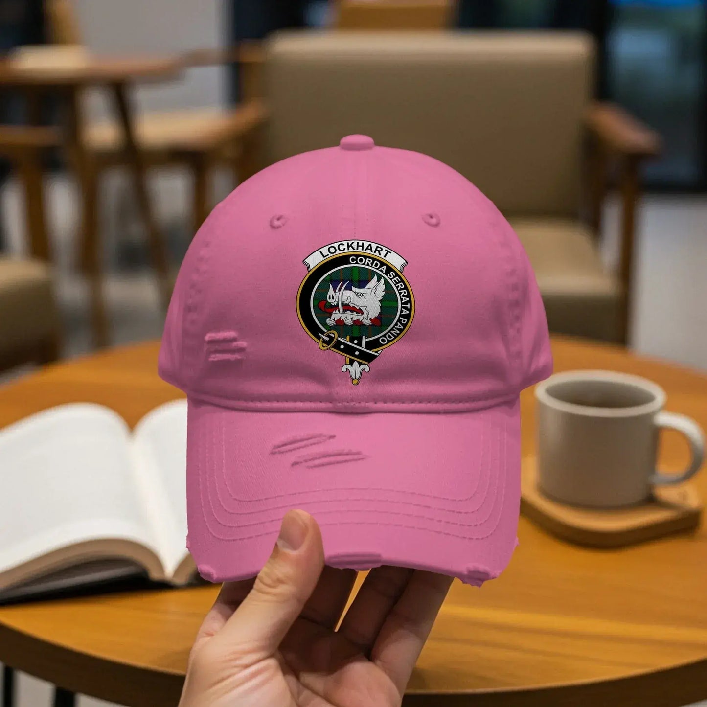 Stylish Pink Embroidered Distressed Baseball Cap product type