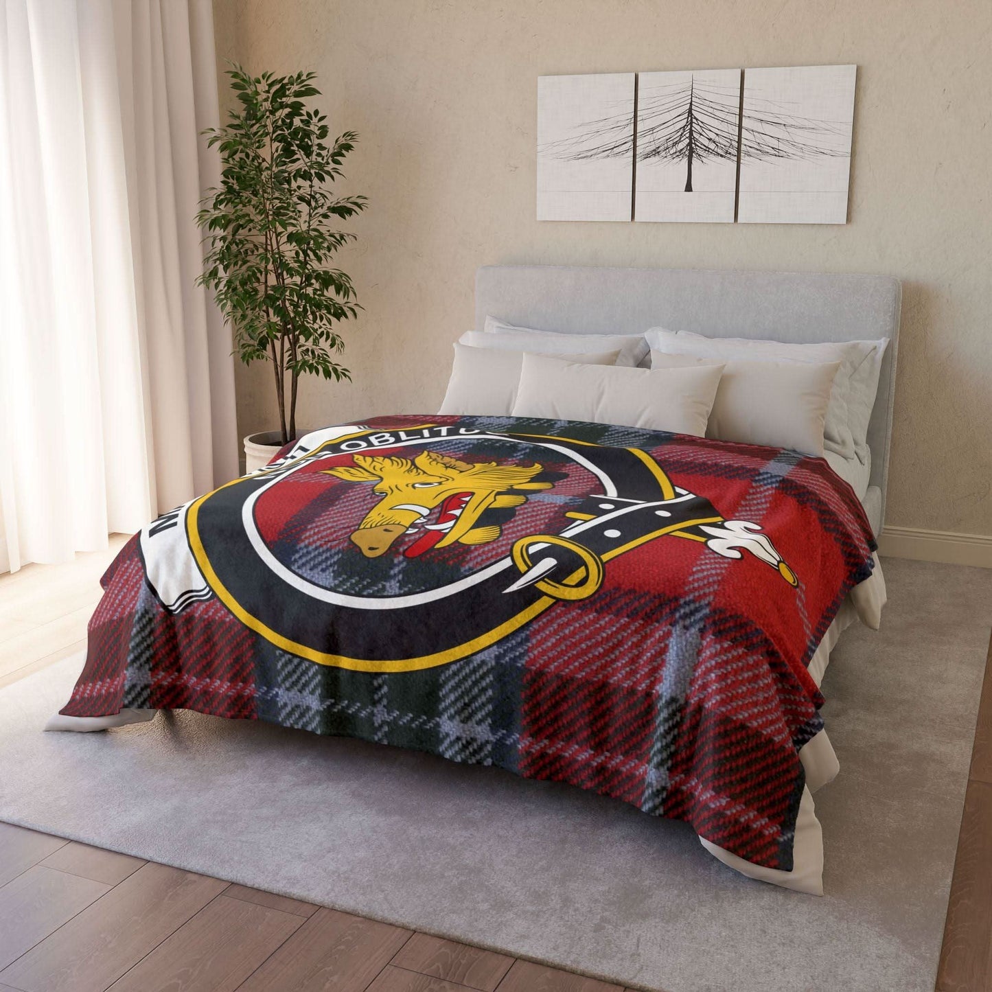 Mactavish Clan Tartan Blanket – Scottish Crest Throw, Soft & Cozy - Celtic Ancestry Gifts