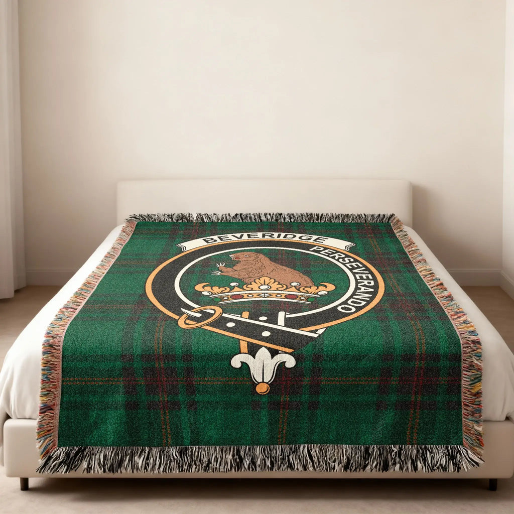 Beveridge Family Crest Blanket with Tartan Design
