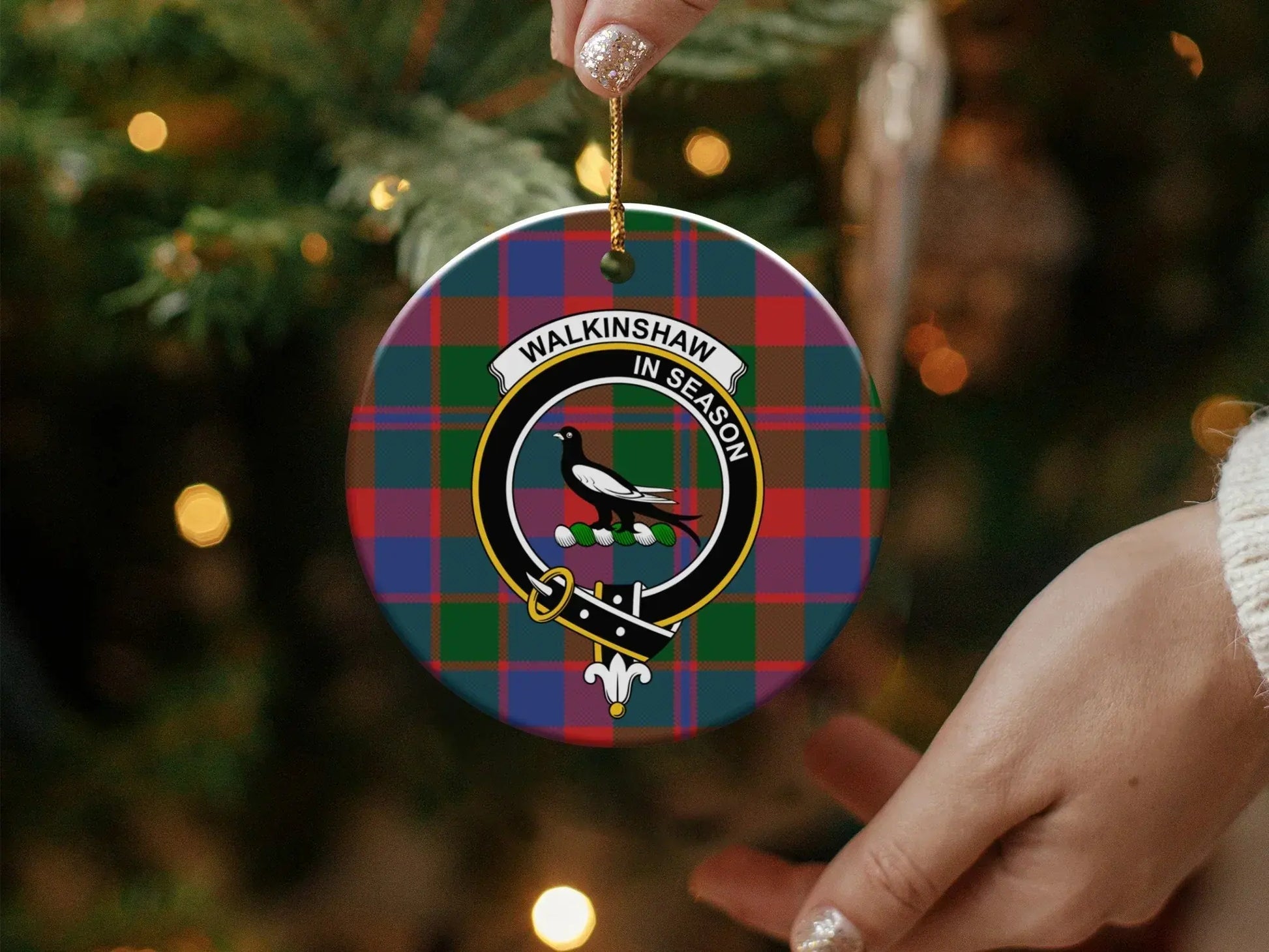 Personalized Walkinshaw Plaid Christmas Ornament product type