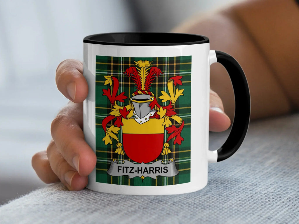 Fitz-Harris Irish family crest black accent mug