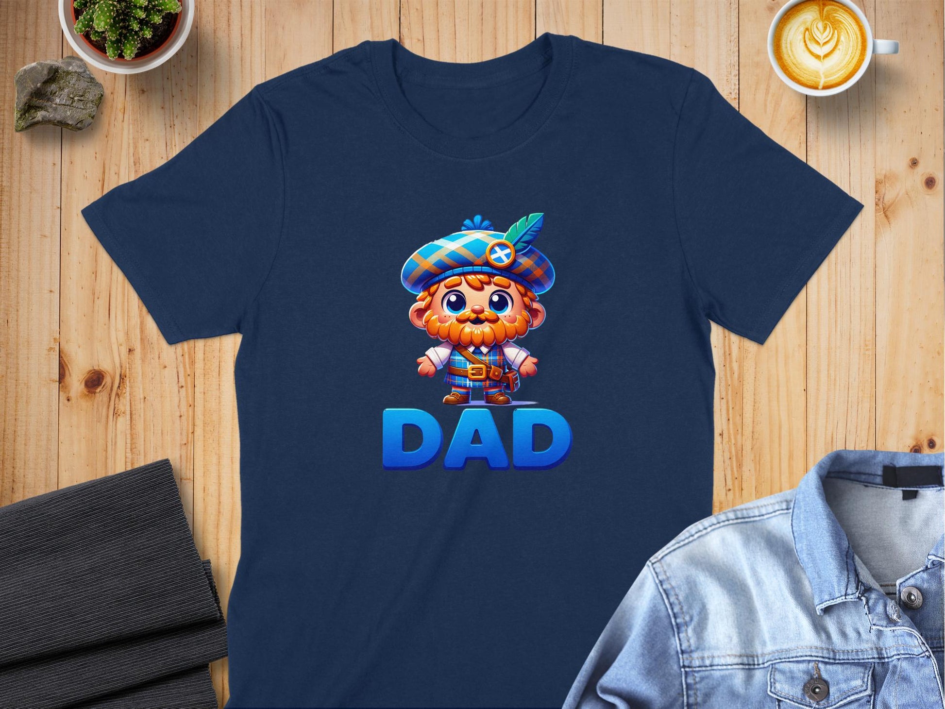 Cute Scottish Themed Dad Cartoon Graphic T-Shirt - Living Stone Gifts