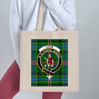 Clan Lyons Scottish Crest Tartan Tote Bag - Living Stone Gifts