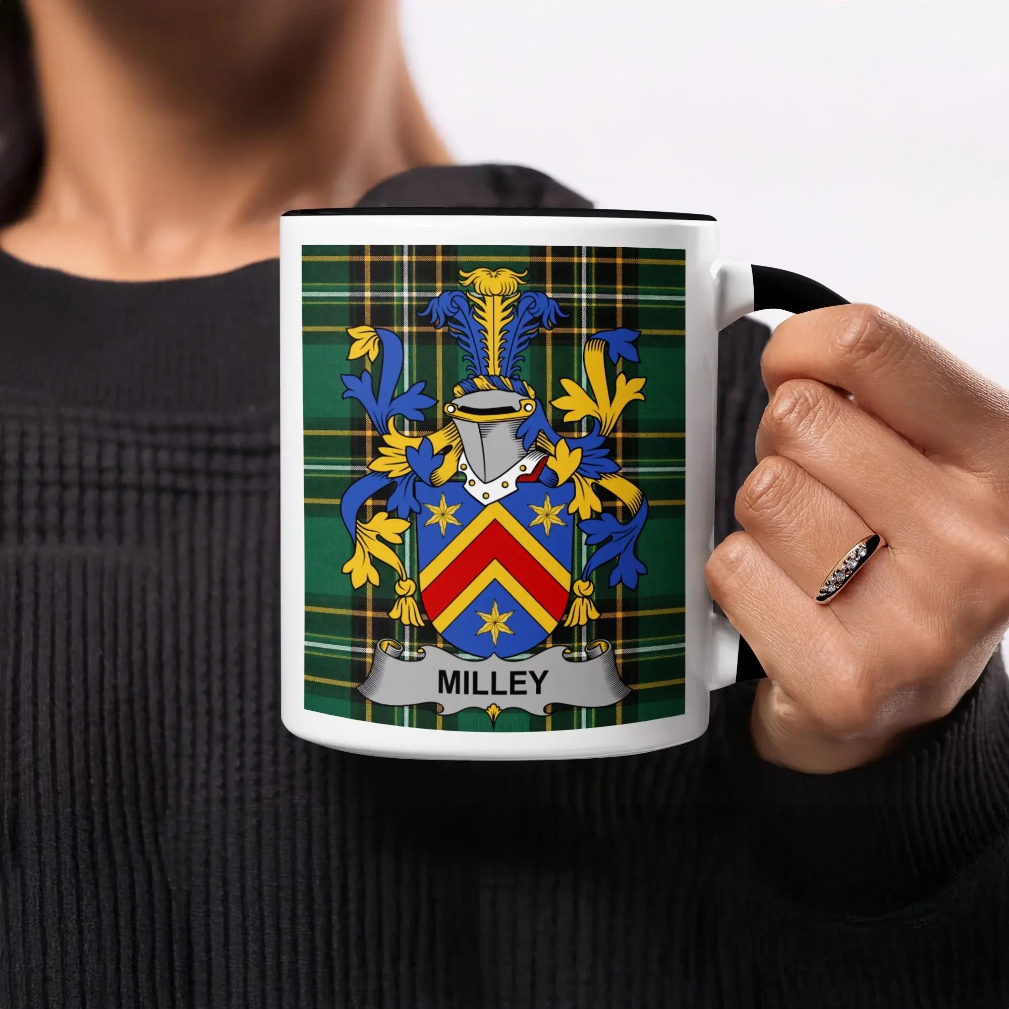 Milley Irish heritage mug with black handle and interior