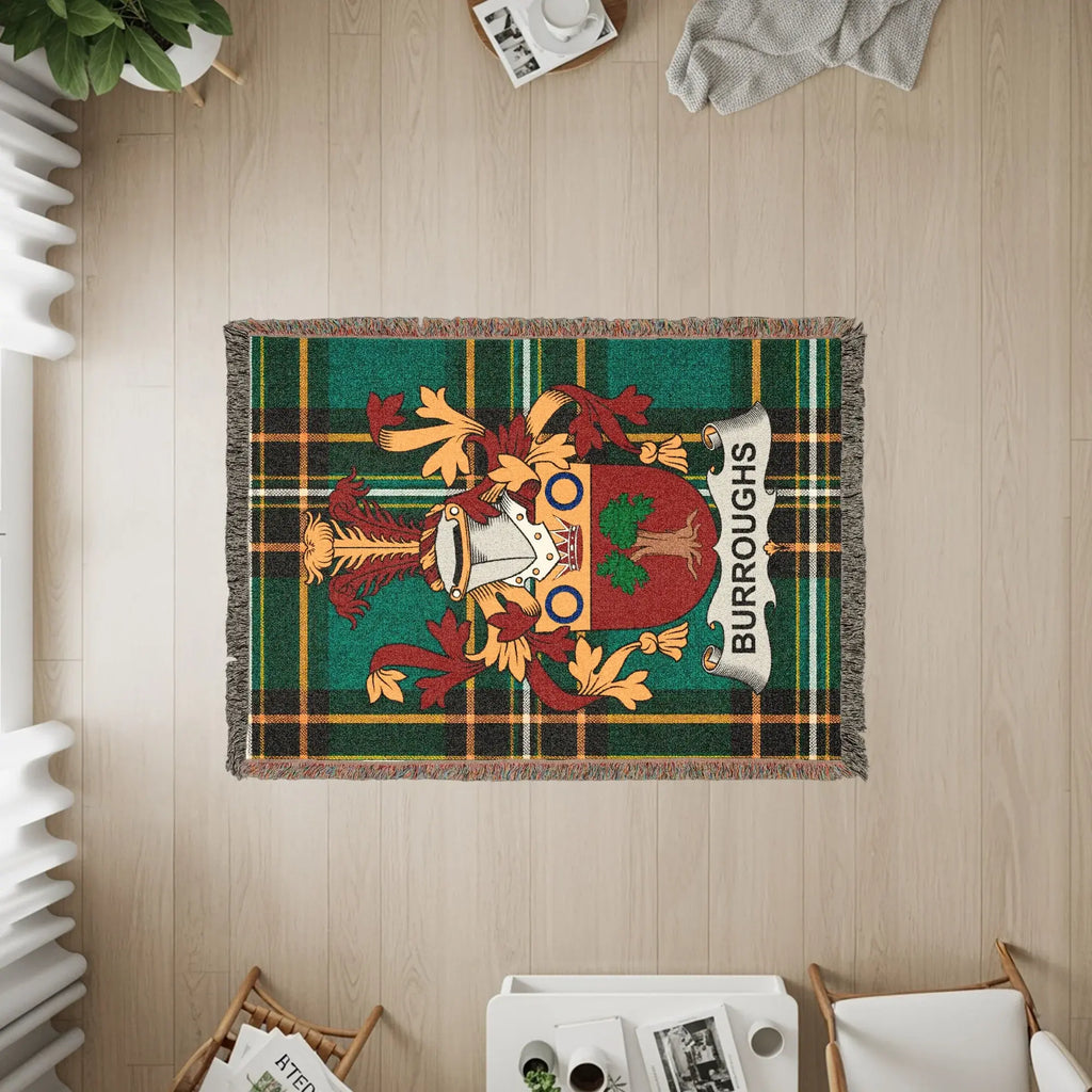 Burroughs Heraldic Plaid Tartan Crest Woven Throw product type