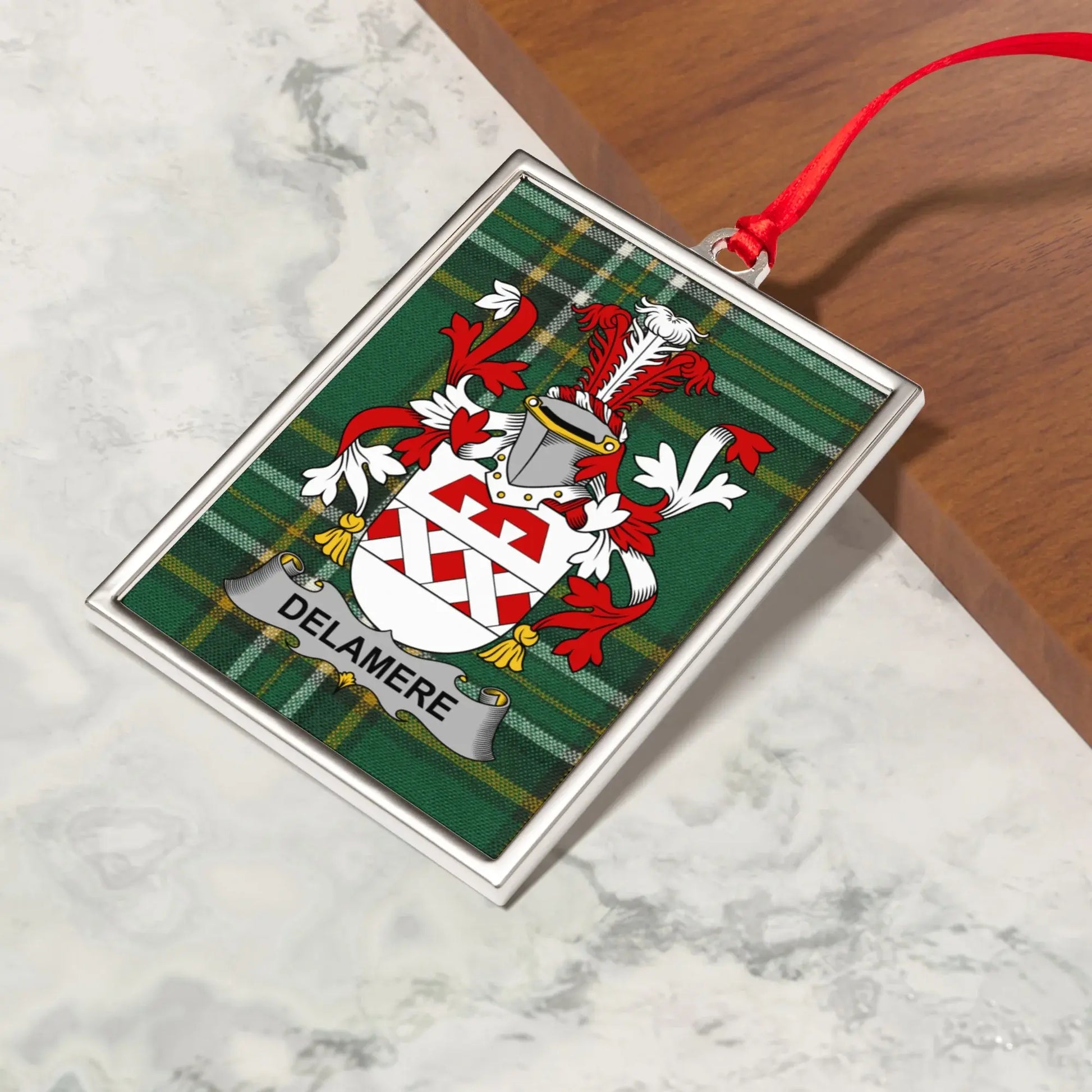 Delamere Family Crest Plaid Design Hanging Ornament product