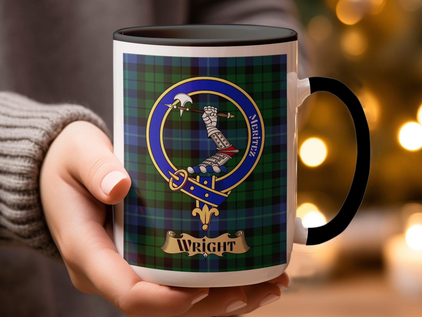 Wright Clan Crest Tartan Plaid Ceramic Coffee Mug - Living Stone Gifts