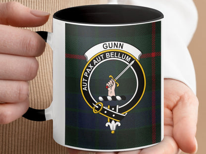 Clan Gunn Scottish Tartan Coat of Arms Crest Mug - Living Stone Gifts