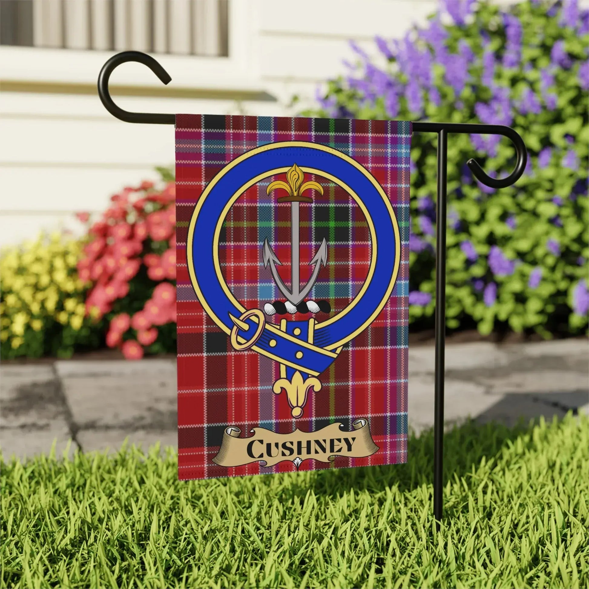 Custom Red Plaid Outdoor Garden Flag Personalizable product type