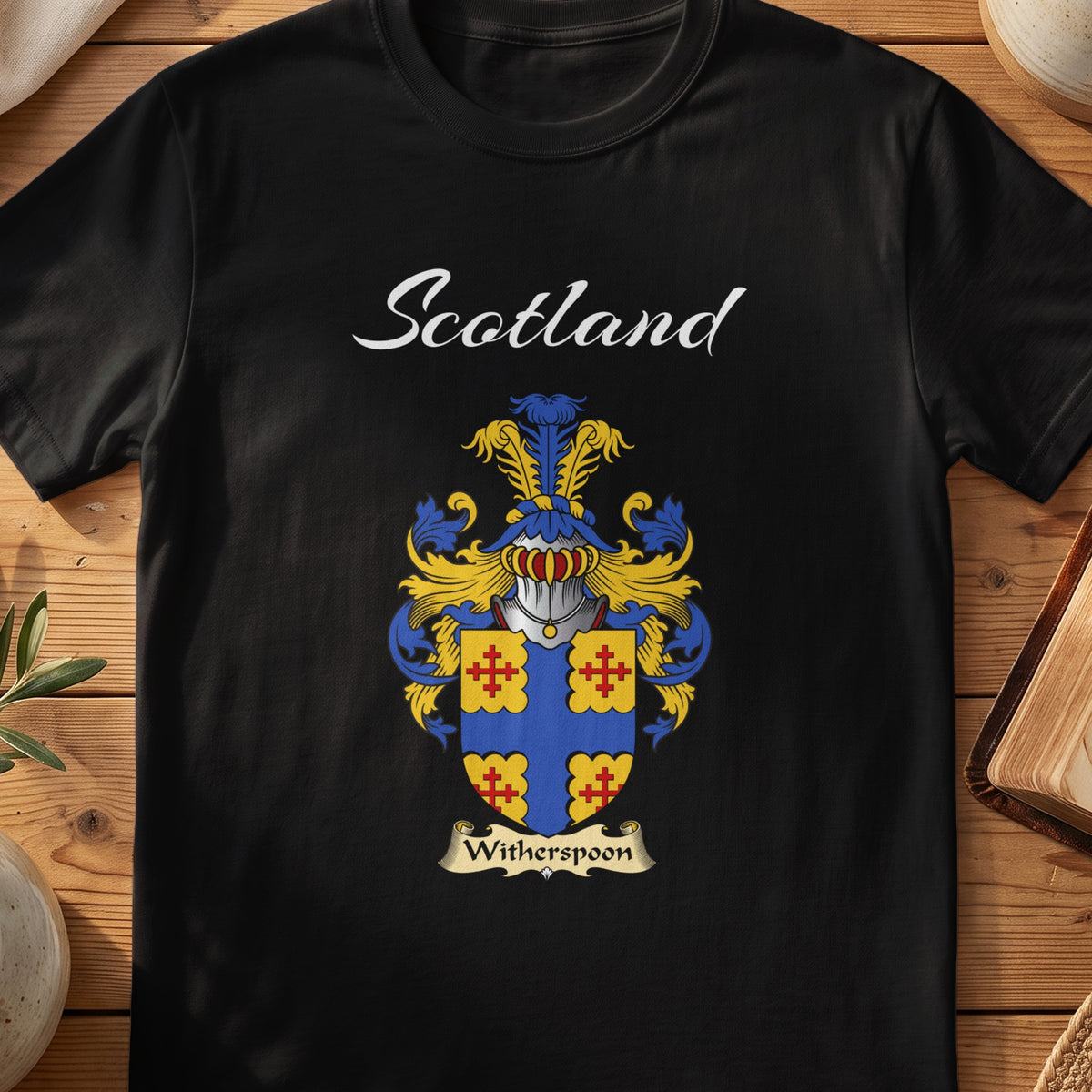 Witherspoon Scottish family shield T-shirt in Black