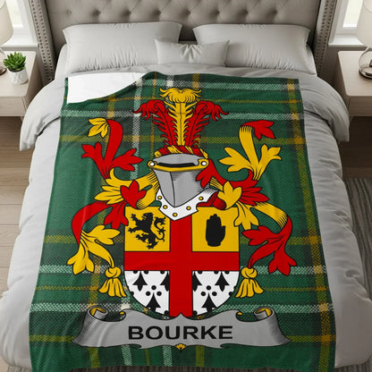 Bourke Family Crest Green Tartan Blanket product
