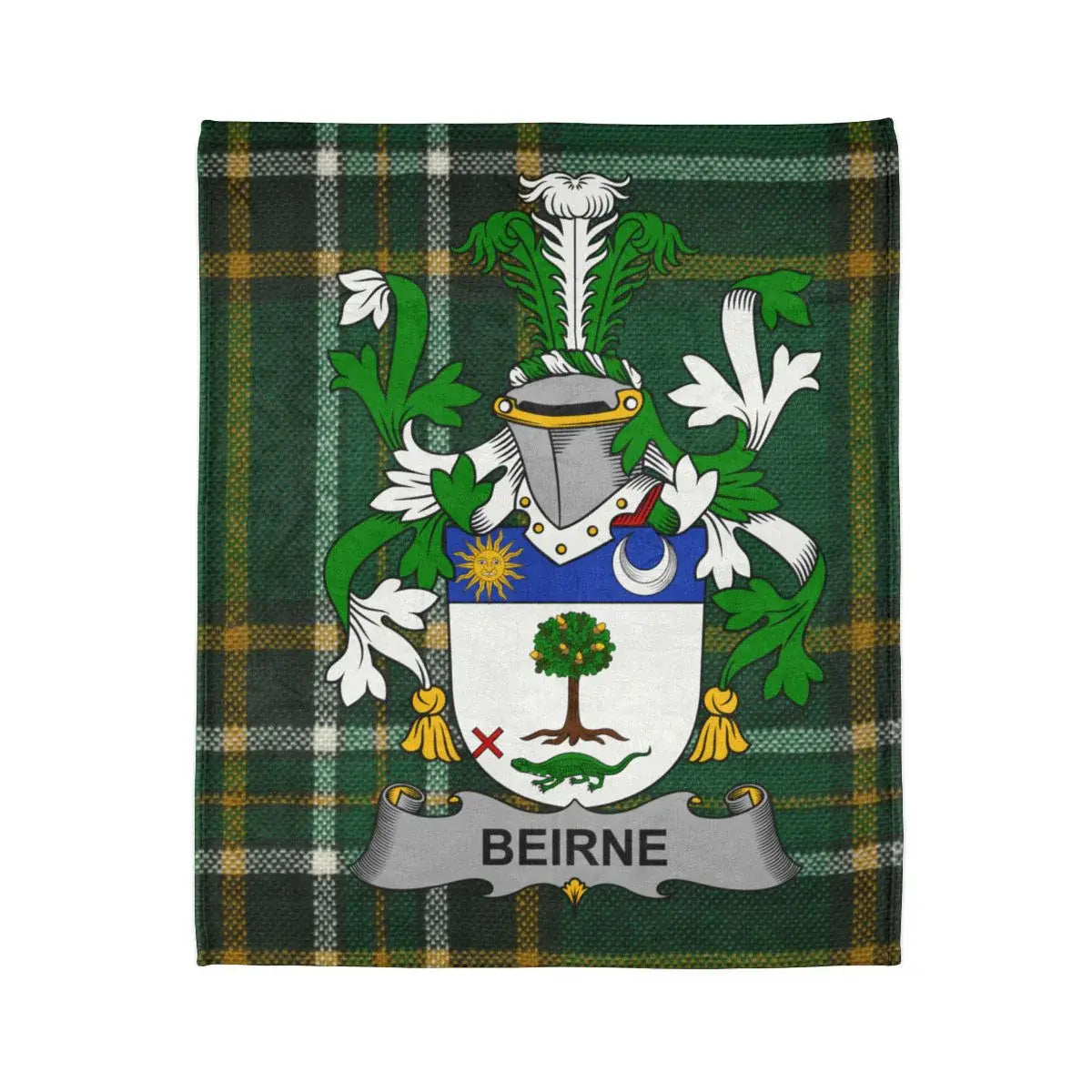 Beirne Family Crest Blanket Plaid Shield Crest Emblem product