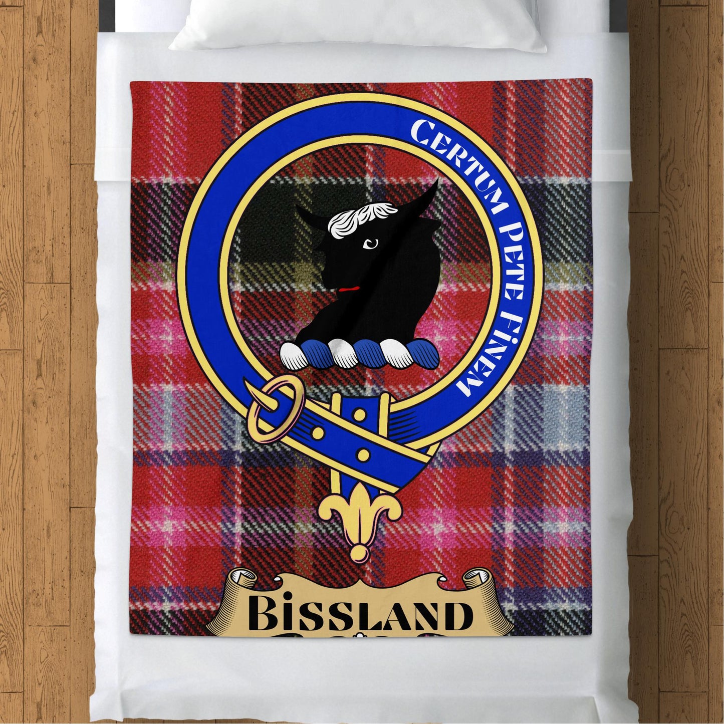 Bissland Scottish Tartan Crest Throw Blanket - Living Stone Gifts