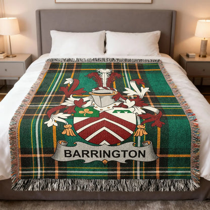 Barrington Family Crest Green Tartan Throw Blanket product type