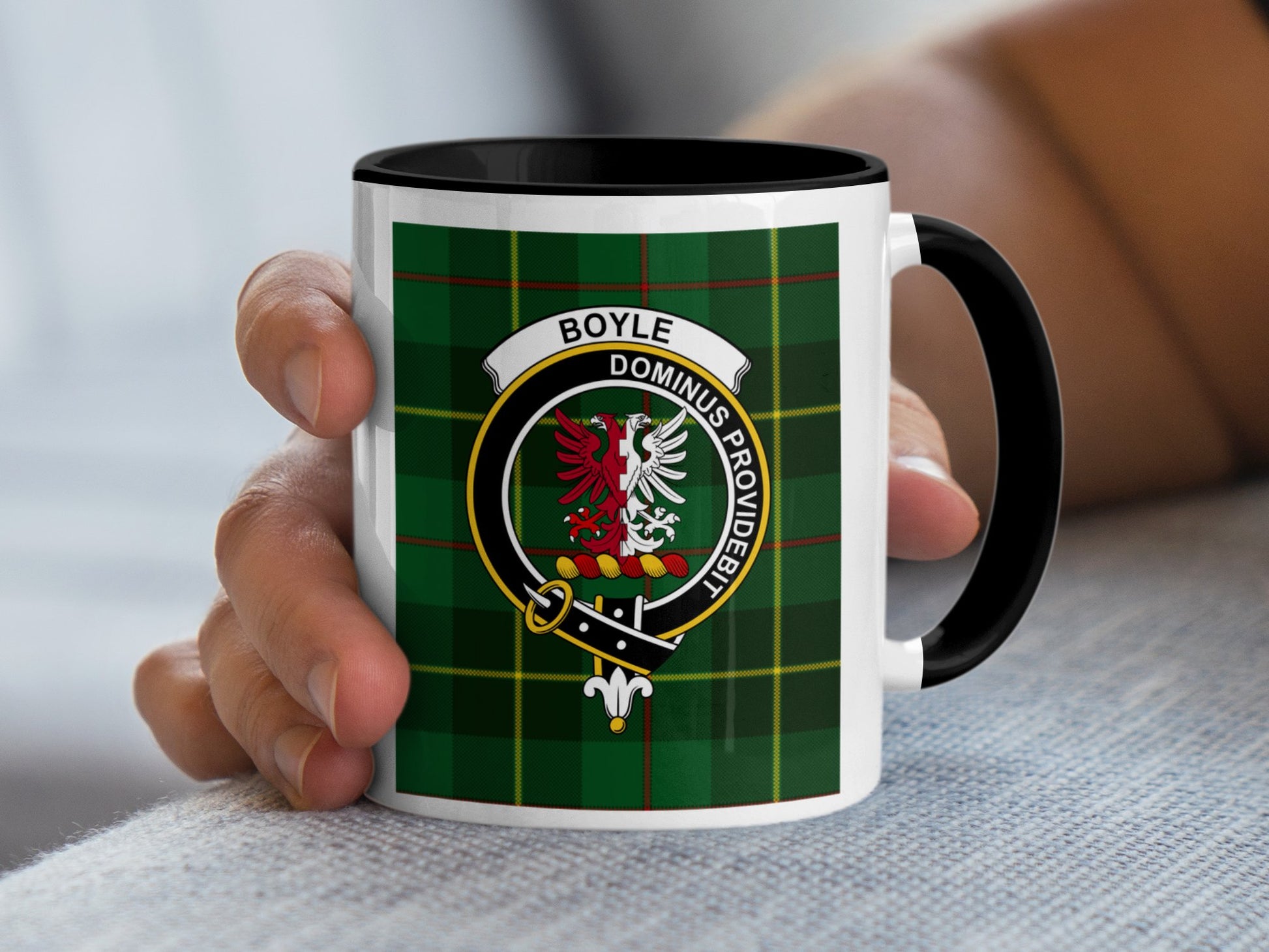 Boyle Dominus Providebit Crest Emblem Green Plaid Mug - Living Stone Gifts