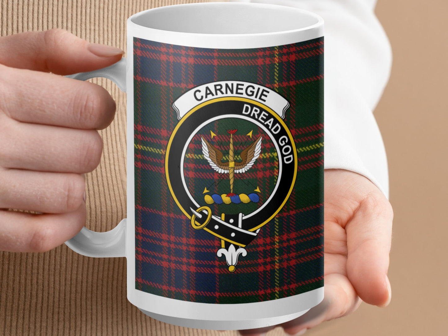 Carnegie Clan Scottish Tartan Crest Mug - Living Stone Gifts