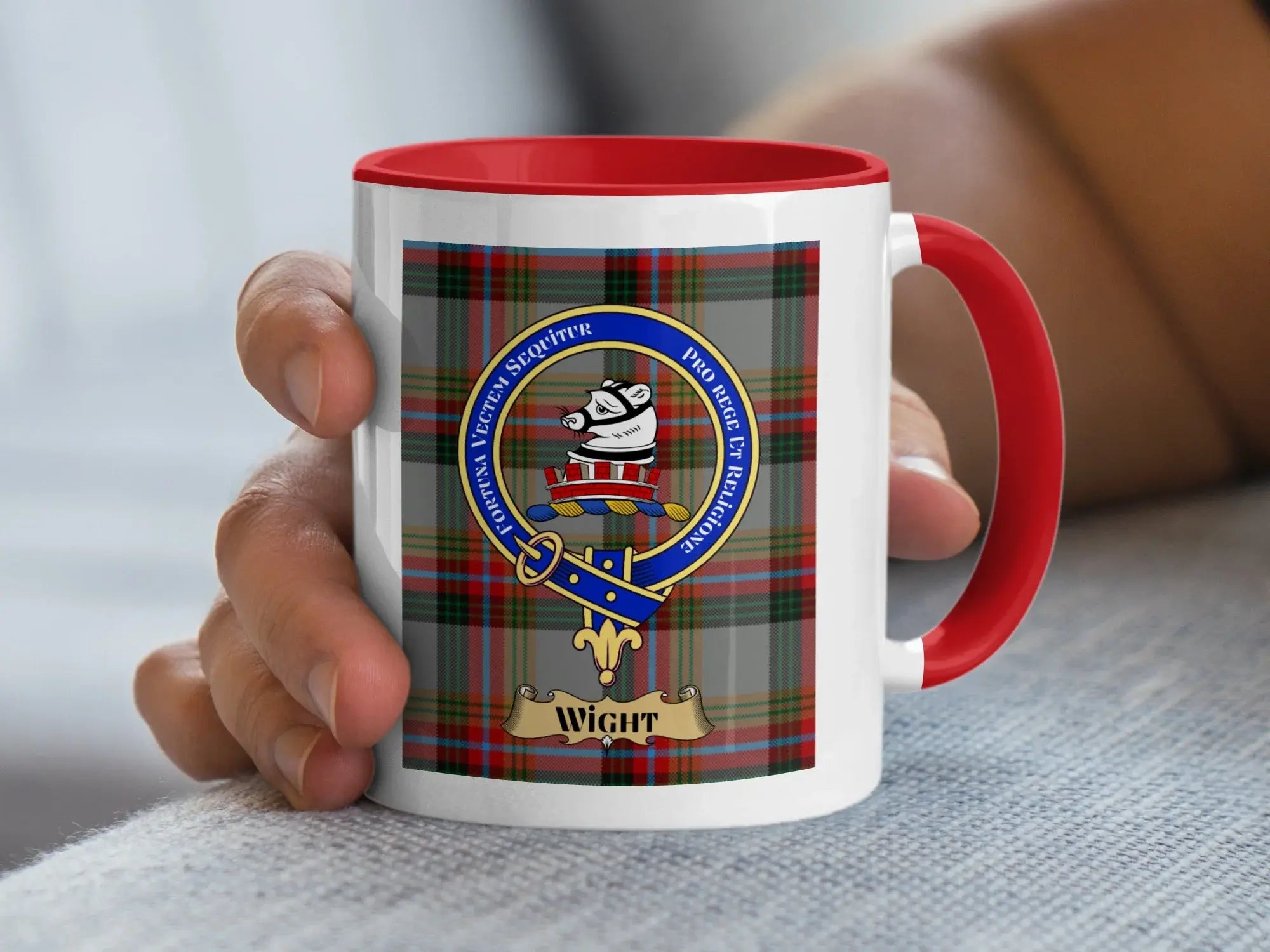 Wight family crest ceramic mug for everyday coffee and tea
