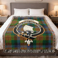 Clan Tennant crest plaid woven blanket — 100% cotton with fringed edges