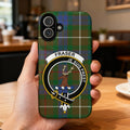 Fraser clan crest tartan phone case — glossy wrap with Je Suis Prest and red plaid crest