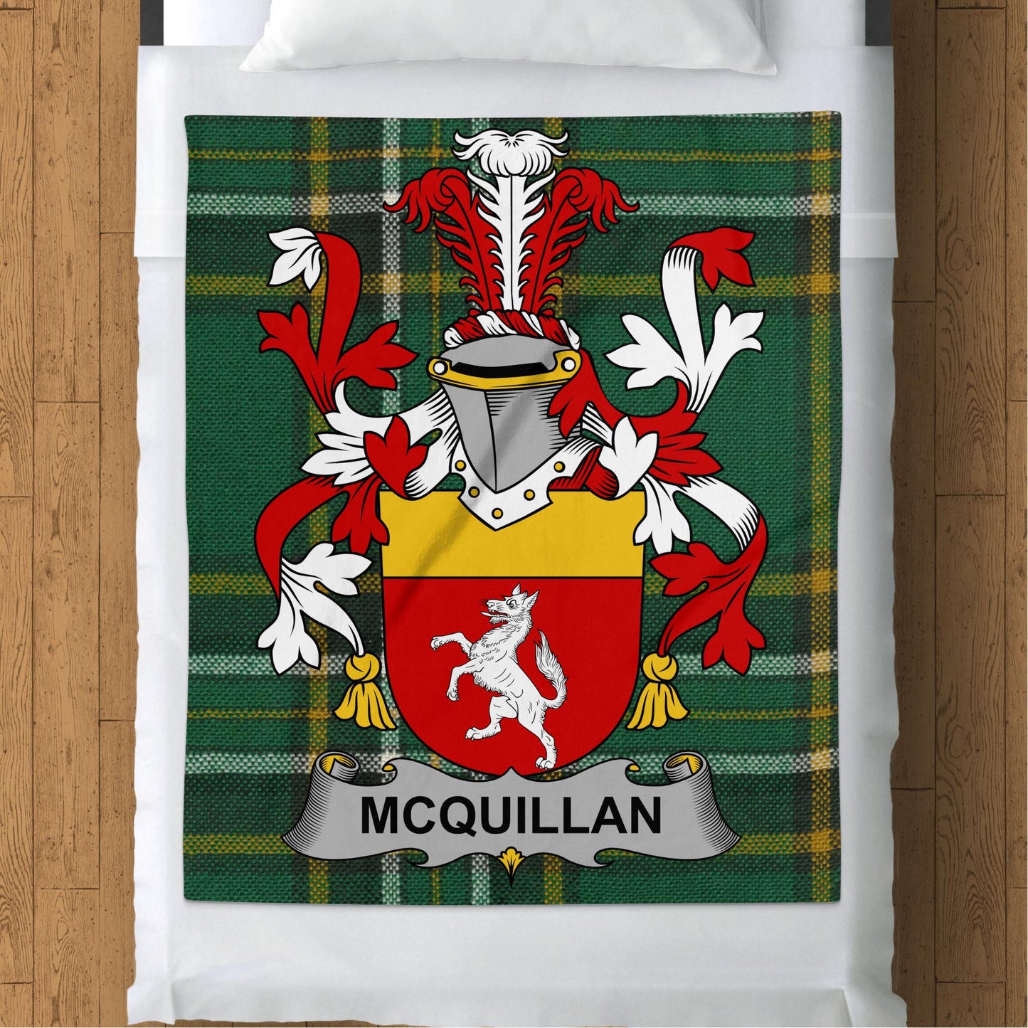 McQuillan Surname Irish Tartan Throw Blanket - Living Stone Gifts