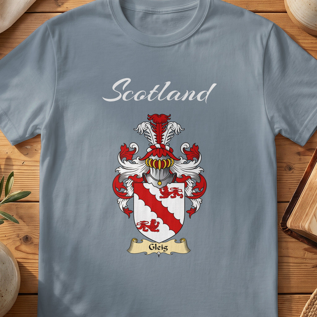 Gleis Scottish family shield T-shirt in Stone Blue