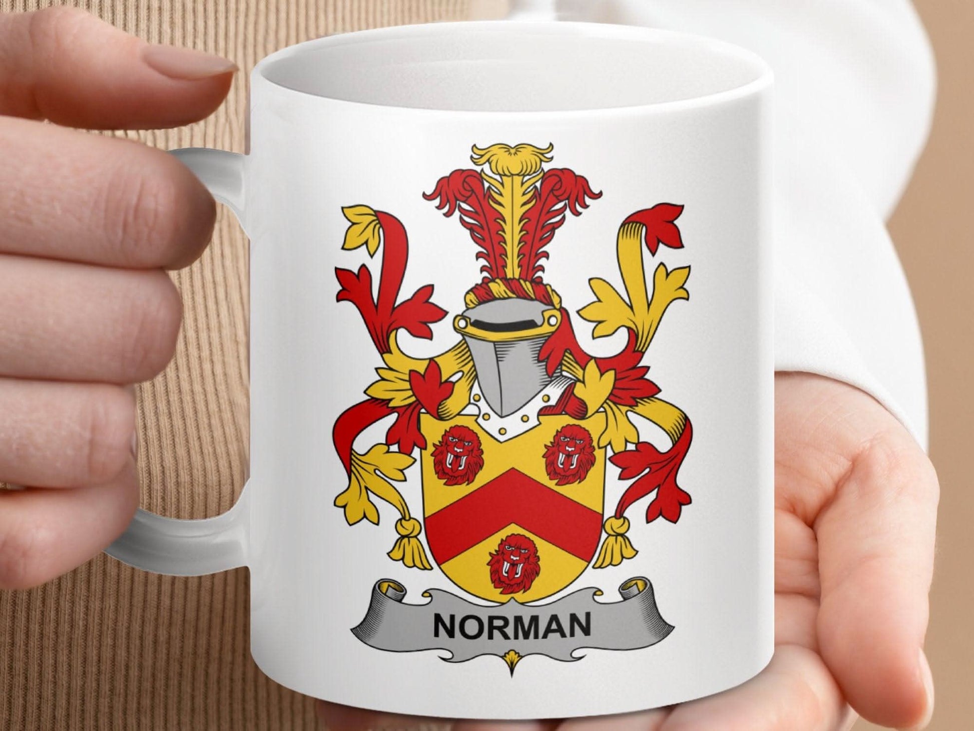 Norman Family Coat of Arms Shield Crest Mug - Celtic Ancestry Gifts
