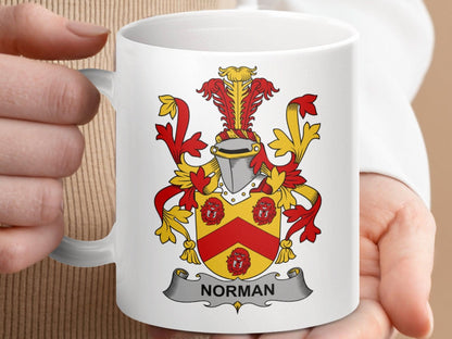 Norman Family Coat of Arms Shield Crest Mug - Celtic Ancestry Gifts