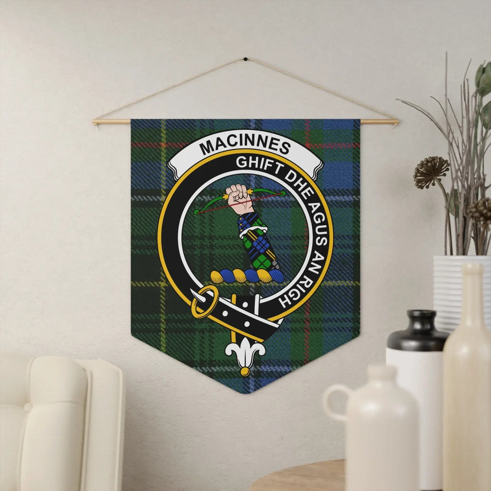 MacInnes Wall Hanging with Clan Crest and Tartan Product